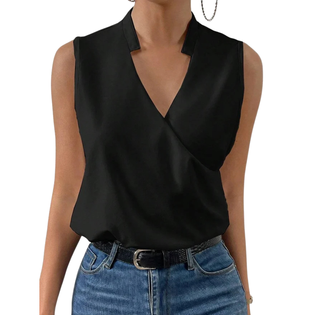 Noelle Elegant sleeveless blouse with V-neck and crossover design