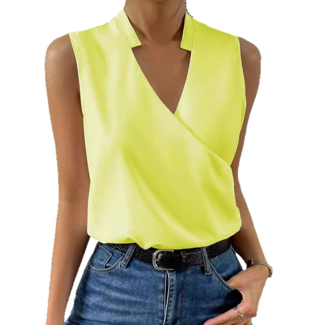 Noelle Elegant sleeveless blouse with V-neck and crossover design