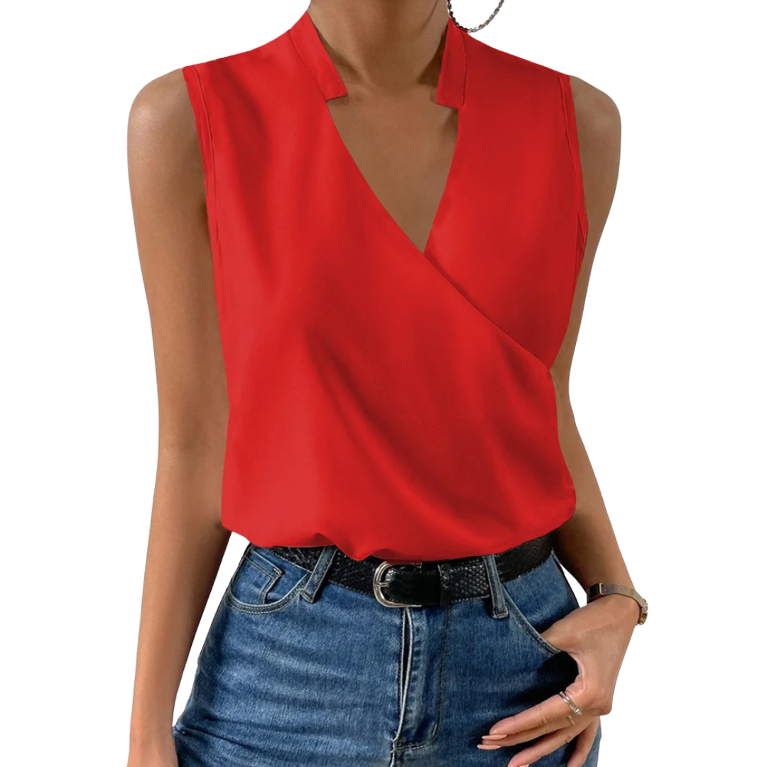Noelle Elegant sleeveless blouse with V-neck and crossover design