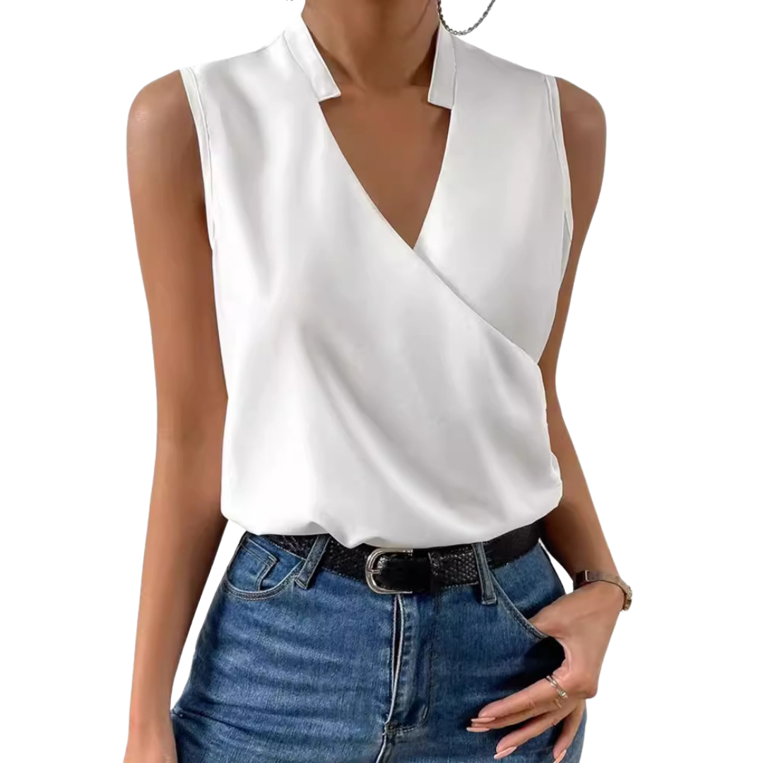 Noelle Elegant sleeveless blouse with V-neck and crossover design