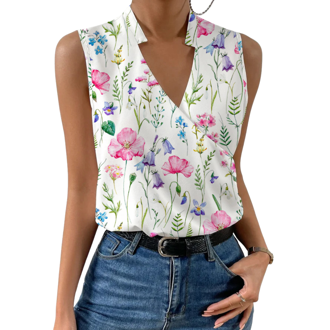 Noelle Elegant sleeveless blouse with V-neck and crossover design