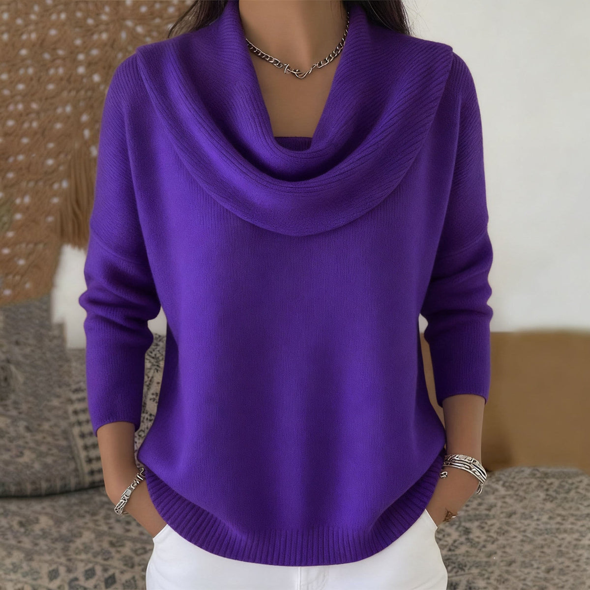 Julia | Draped Collar Sweater
