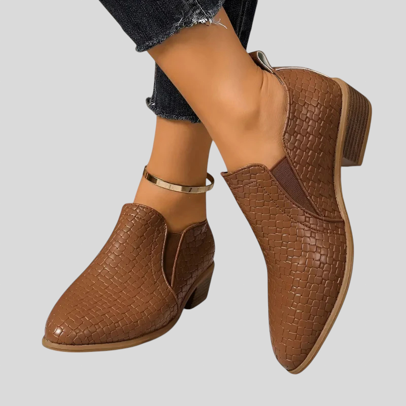 Alba™ | Elegante geflochtene Stiefeletten mit Blockabsatz