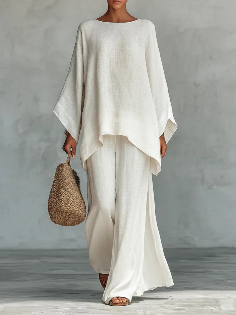 Fernanda | Women's set with long sleeve top and wide trousers