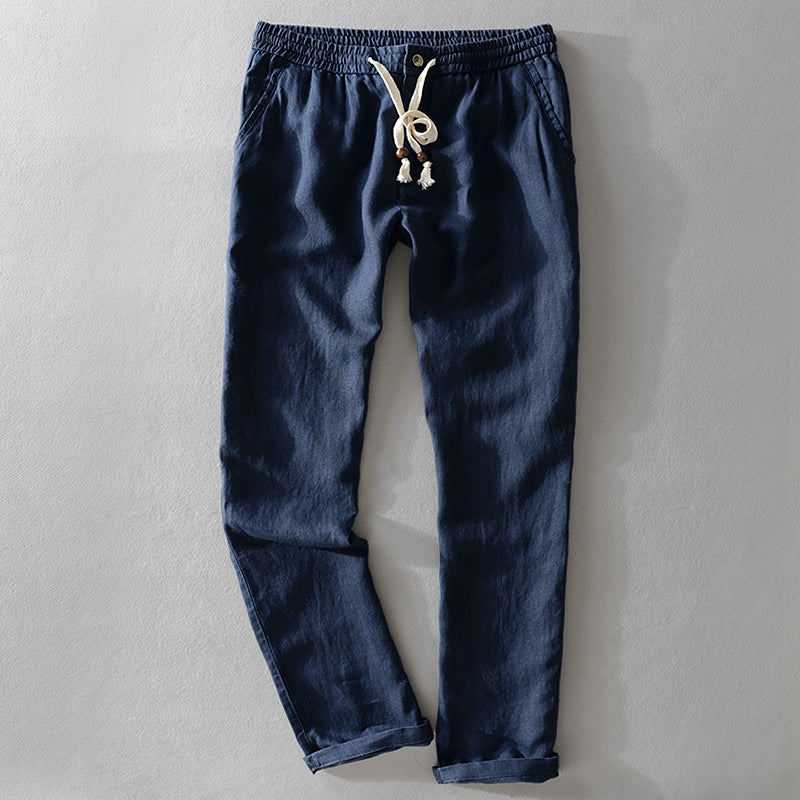 Harrington 100% linen trousers with elastic comfort waistband