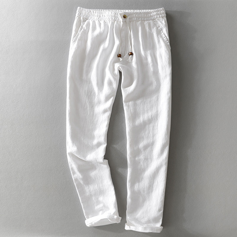 Harrington 100% linen trousers with elastic comfort waistband