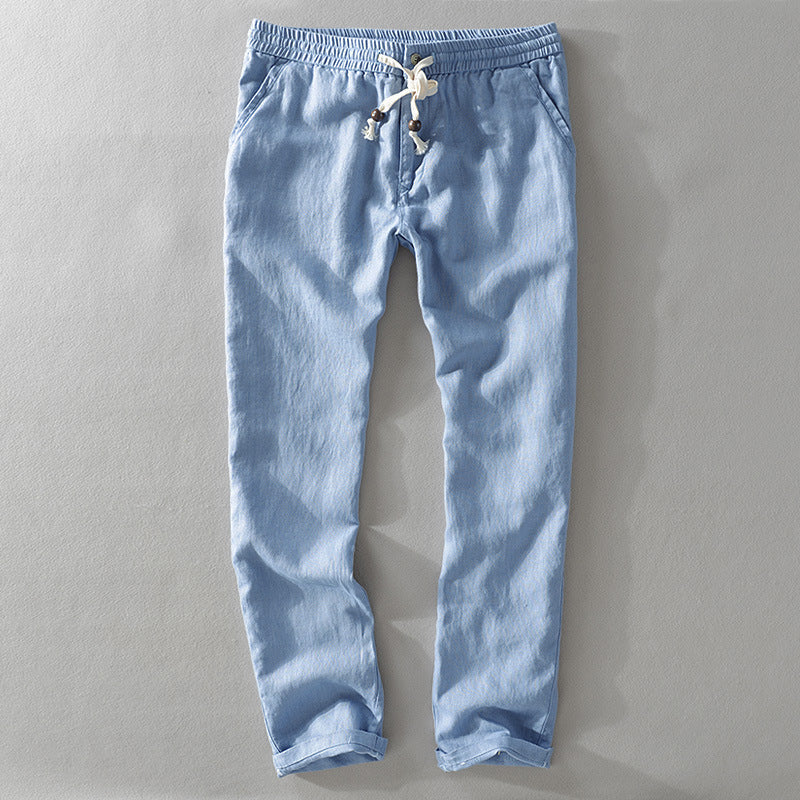Harrington 100% linen trousers with elastic comfort waistband