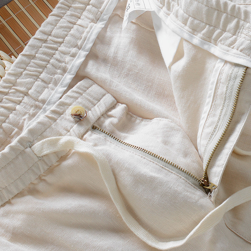 Harrington 100% linen trousers with elastic comfort waistband