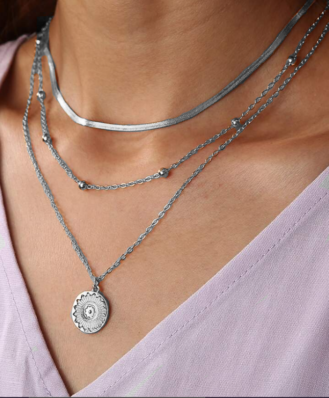 Collier à trois rangs en argent sterling 925