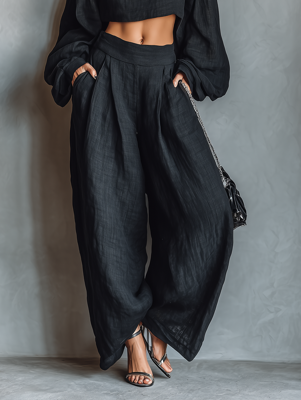 Tess™ || Off-shoulder neckline set with wide trousers