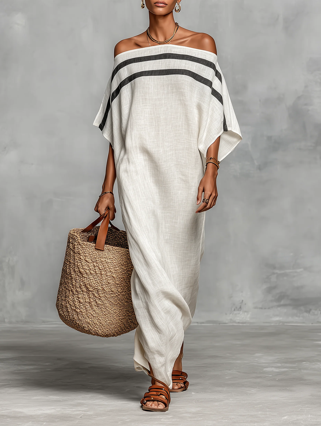 Aveline™ | Off-shoulder maxi dress with batwing sleeves