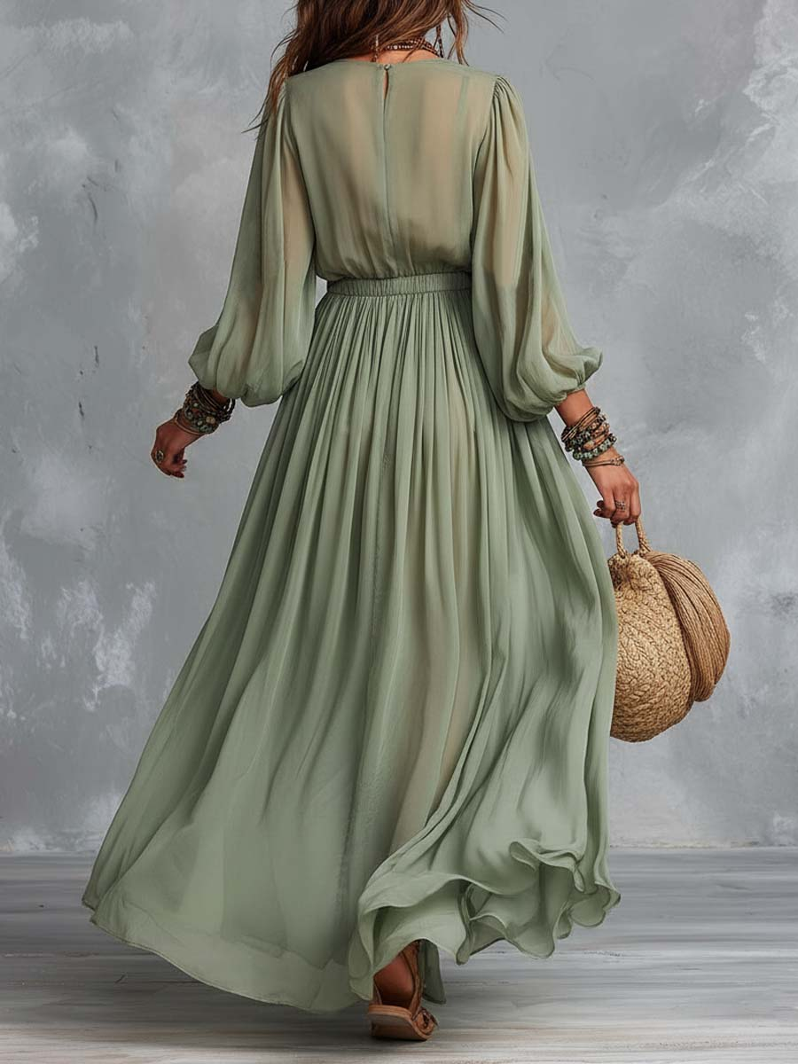 Élodine™ | Bohemian floral print maxi dress