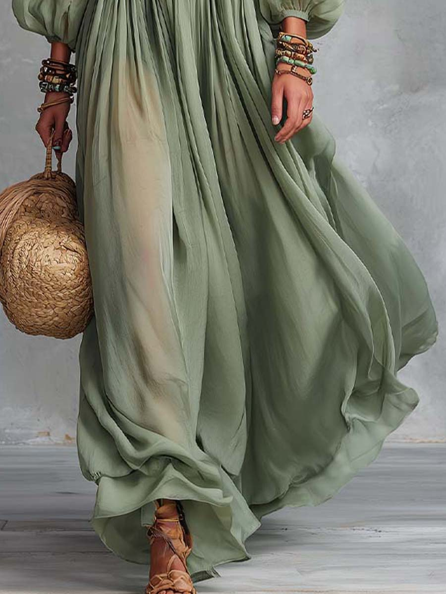 Élodine™ | Bohemian floral print maxi dress