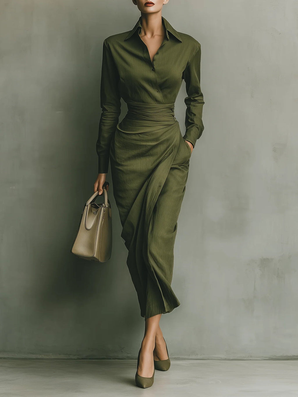 Noëlle™ | Maxi-Kleid in Olivgrün