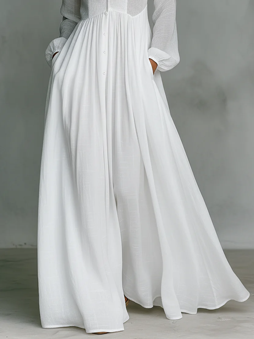 Léonie™ | Minimalistisches Maxi-Kleid mit Stehkragen