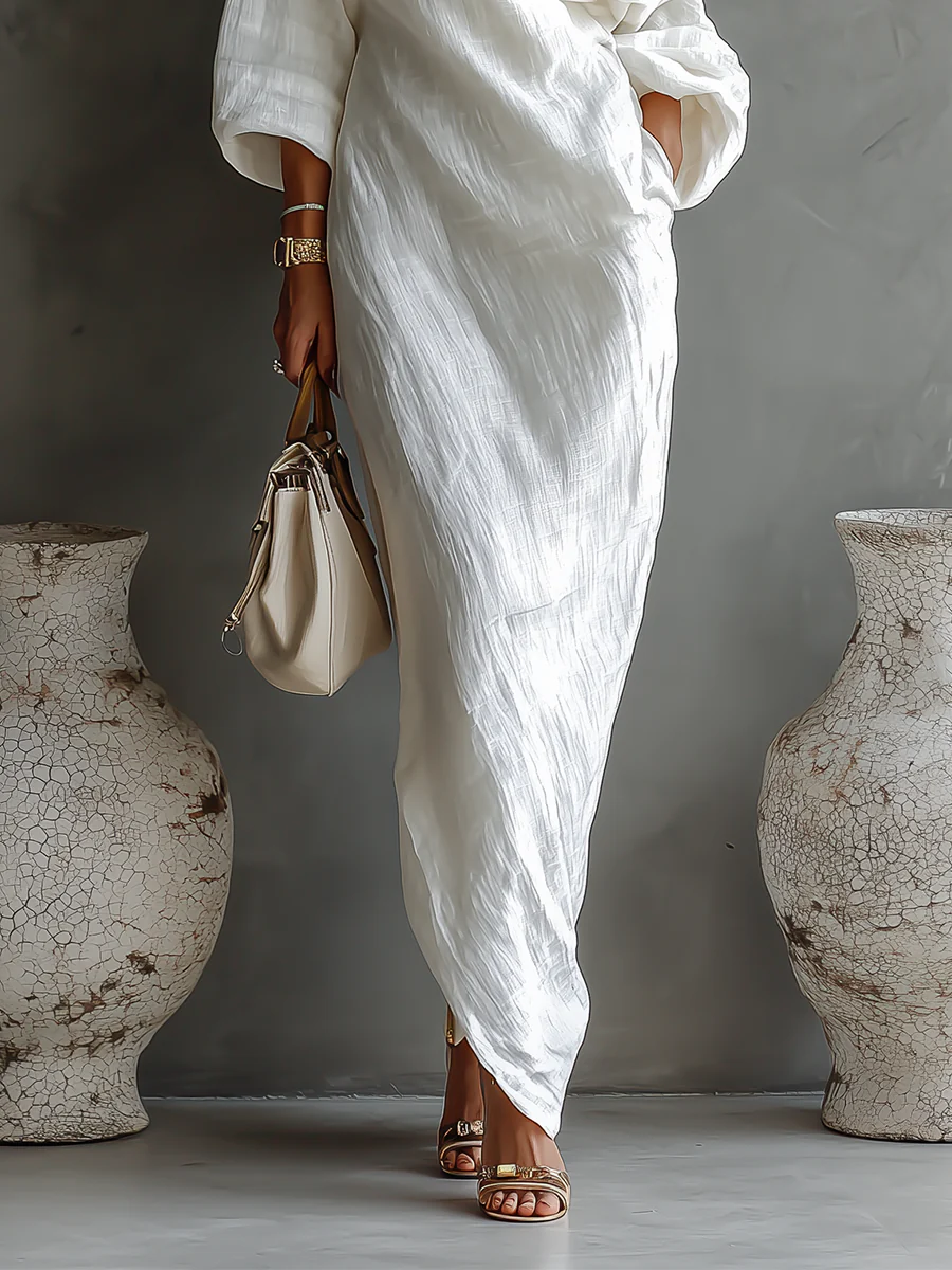 Elise™ | Elegant white off-the-shoulder maxi dress