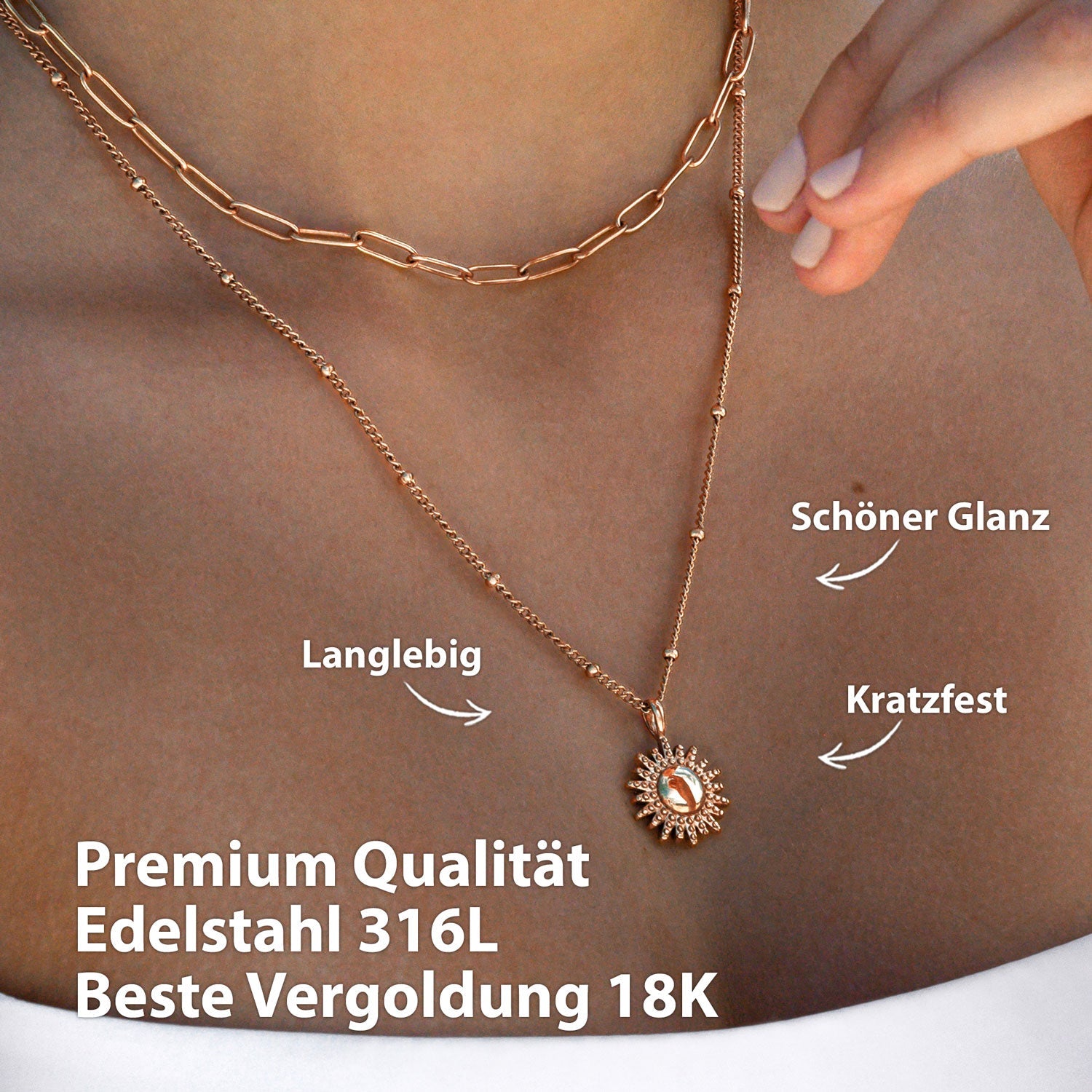 Bundle: BonnySun Kette + Ohrringe Sonne Roségold