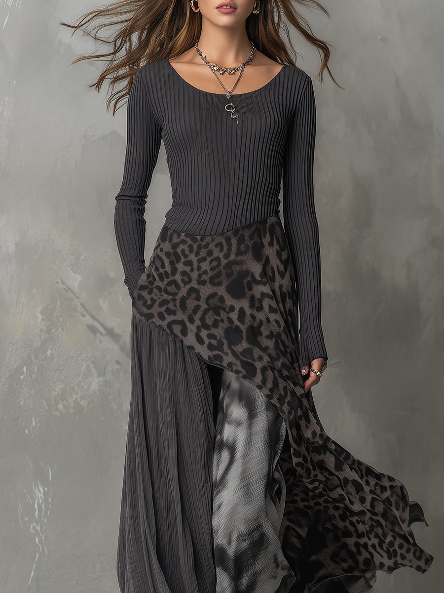 Martina | Long boho dress with leopard print