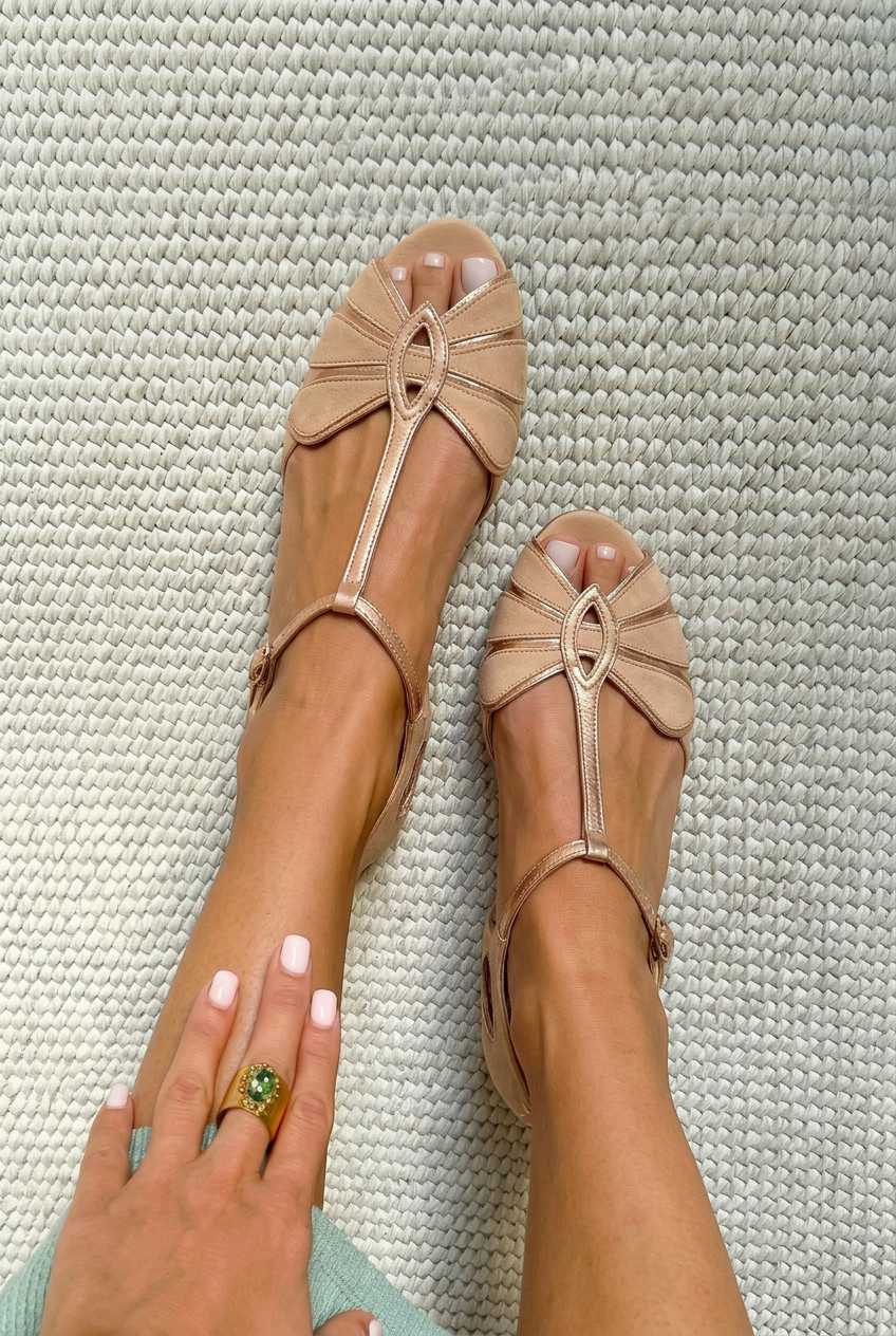 Vintage T-Strap Peep-Toe Sandals
