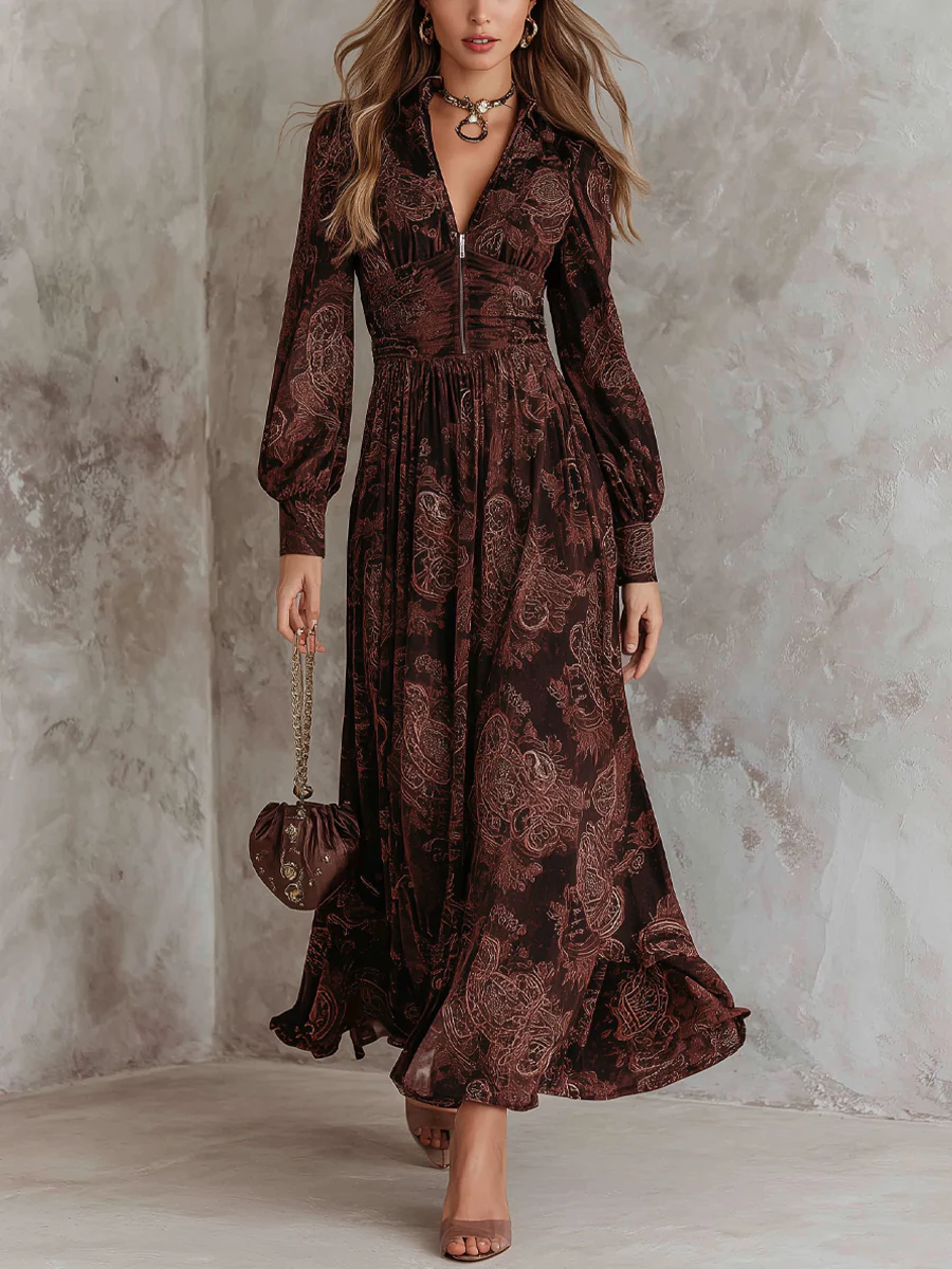 Ariane™ | Paisley-Maxi-Kleid mit Taillenbetoning