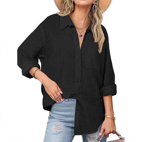 Women's classic linen shirt with button details