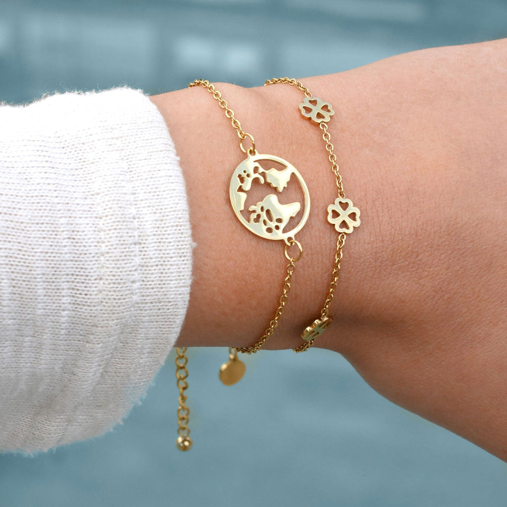 Bundle: BonnyBliss clover leaf necklace + gold bracelet
