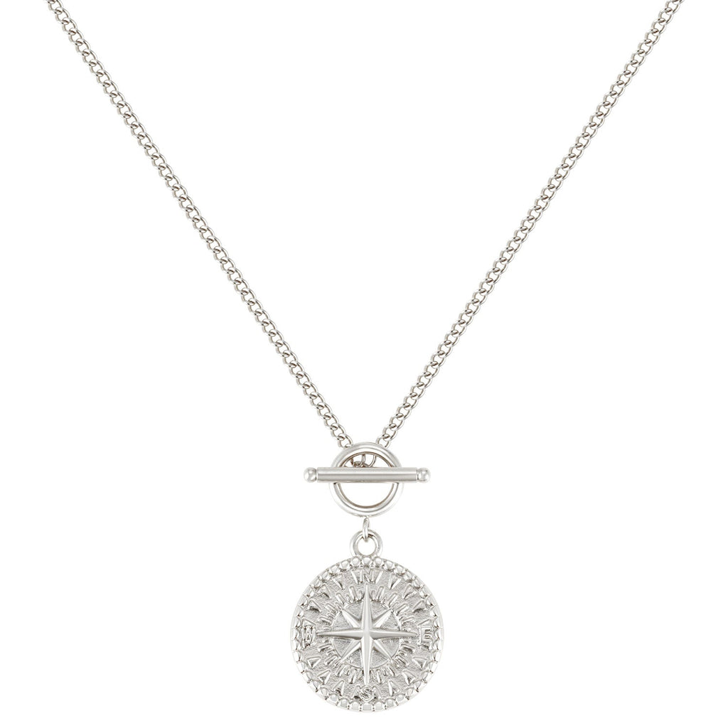 BonnyCompass Kette mit Kompass Anhänger Silber