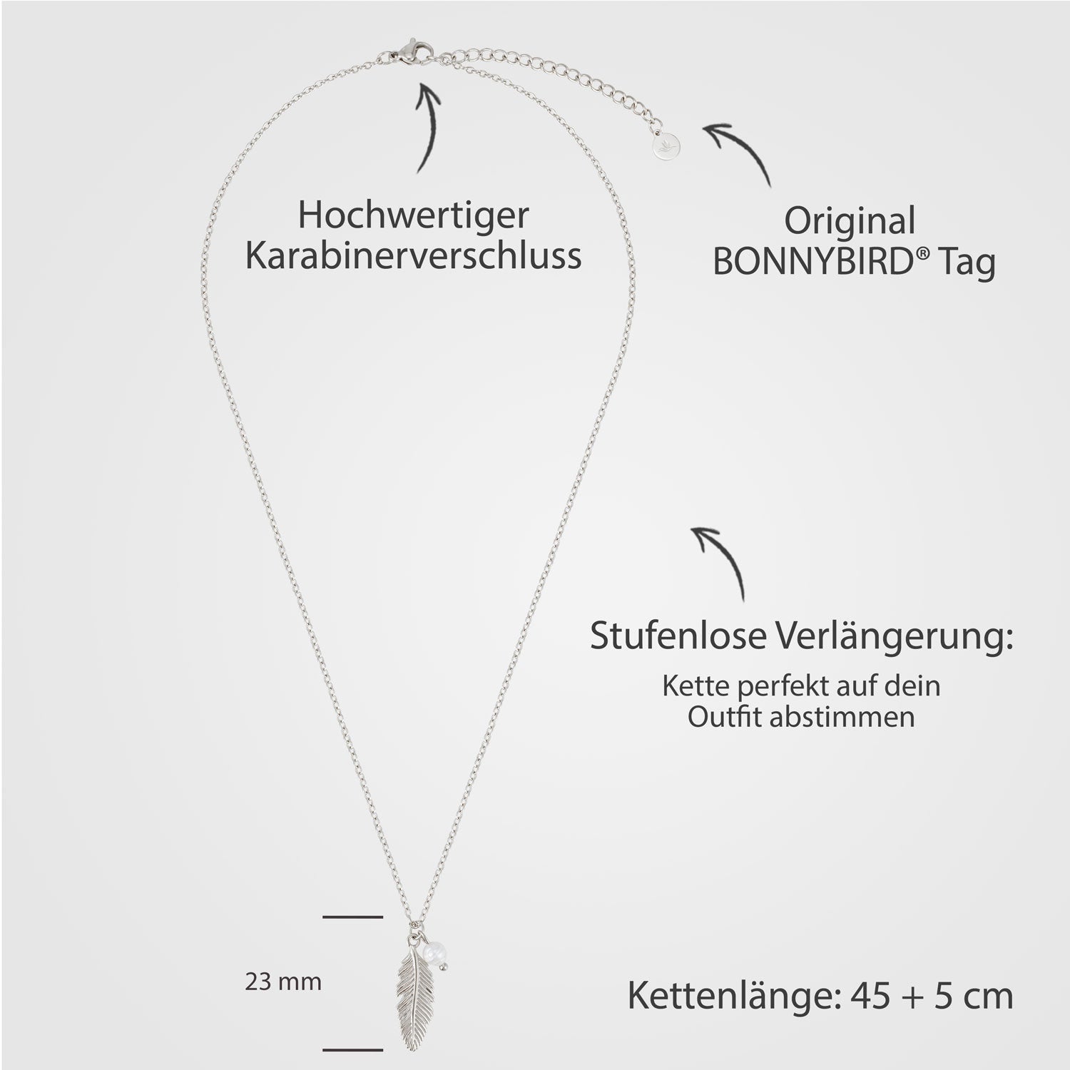 BonnyFeather Feder Kette Silber