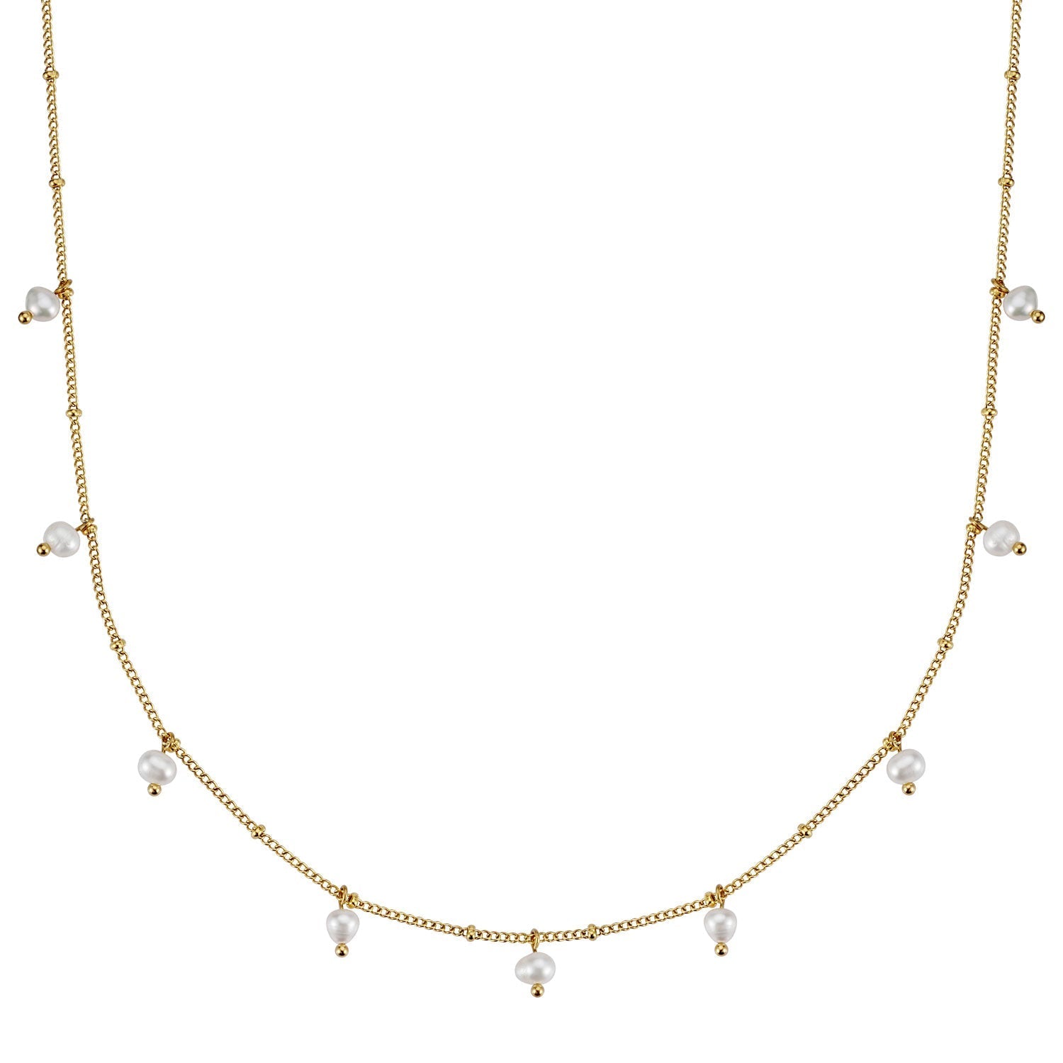 BonnyOcean Kette Gold mit echten Süßwasserperlen
