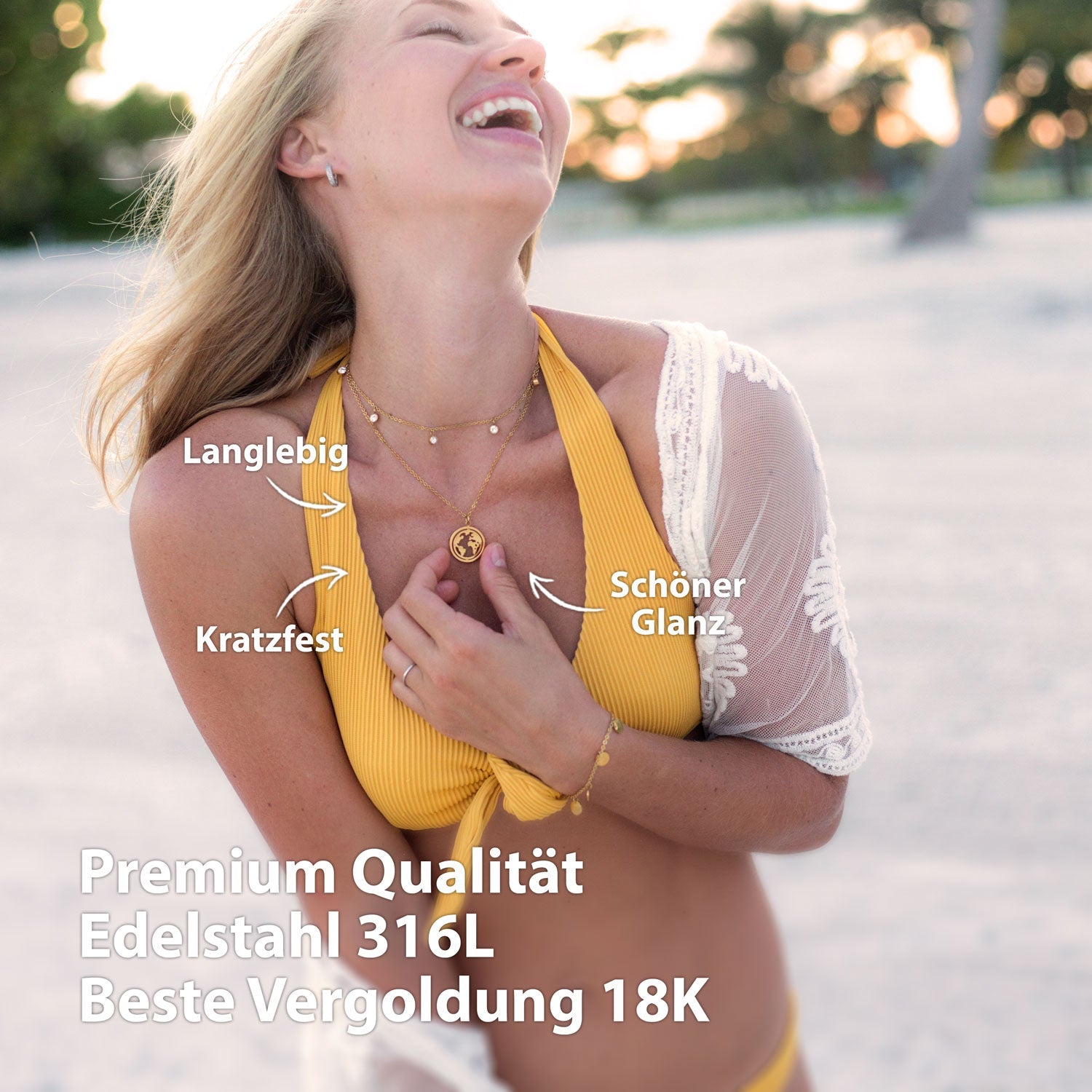 BonnyWorld Kette mit rotierbarer Weltkugel Gold