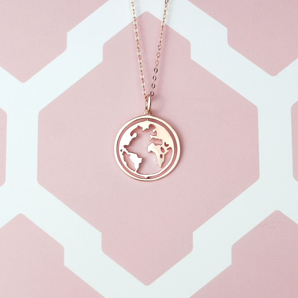 Bundle: BonnyWorld globe necklace + rose gold bracelet