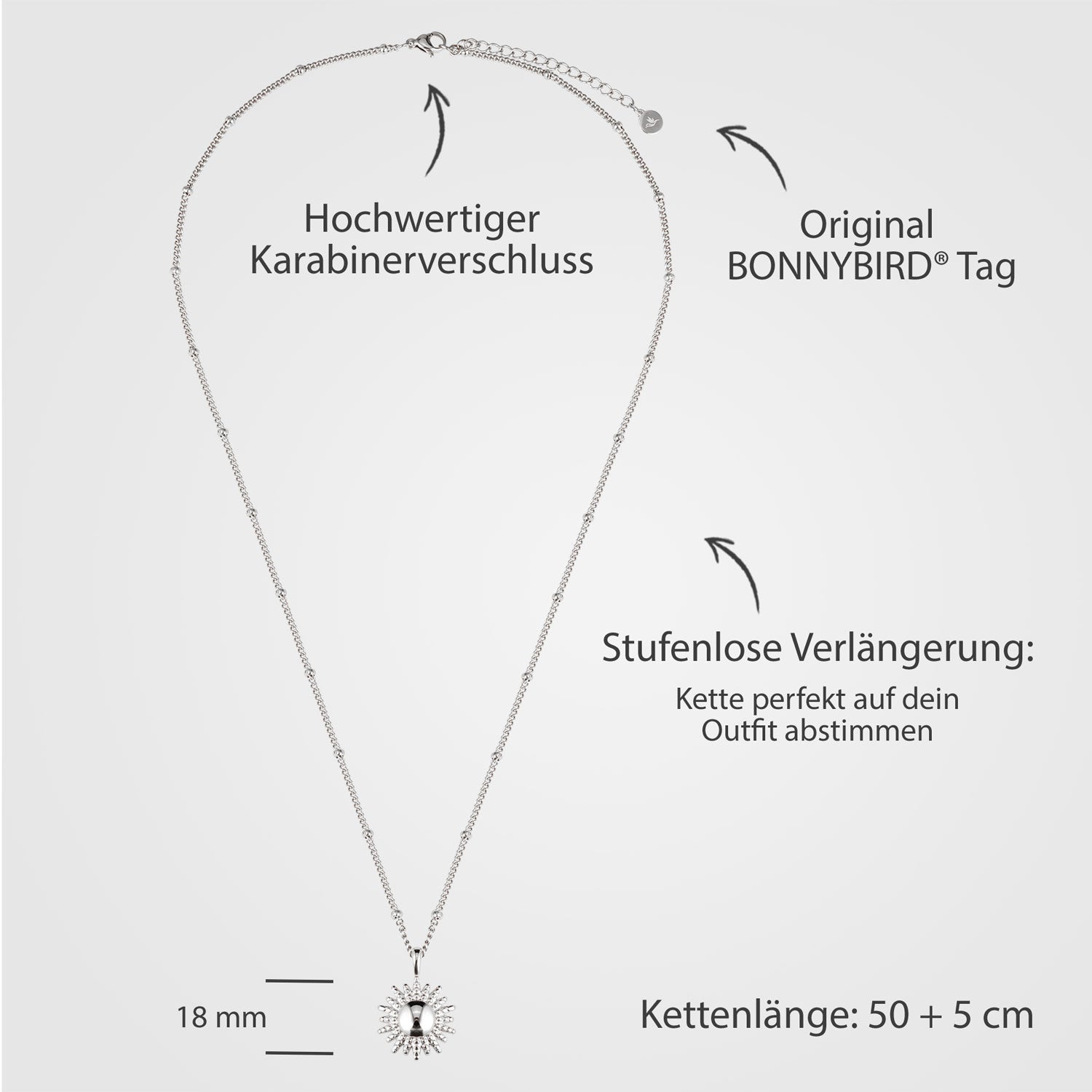 Bundle: BonnySun Kette + Ohrringe Sonne Silber