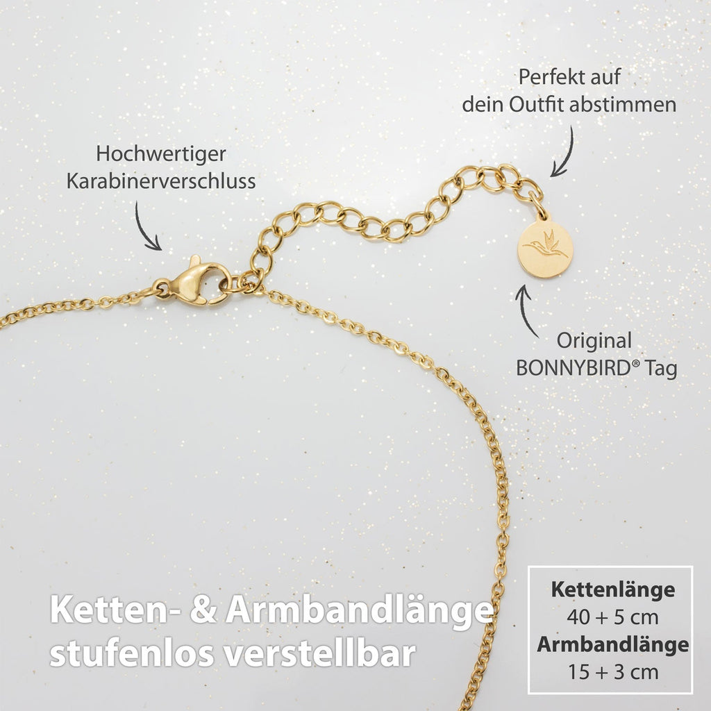 Bundle: BonnyWorld Weltkugel Kette + Armband Gold