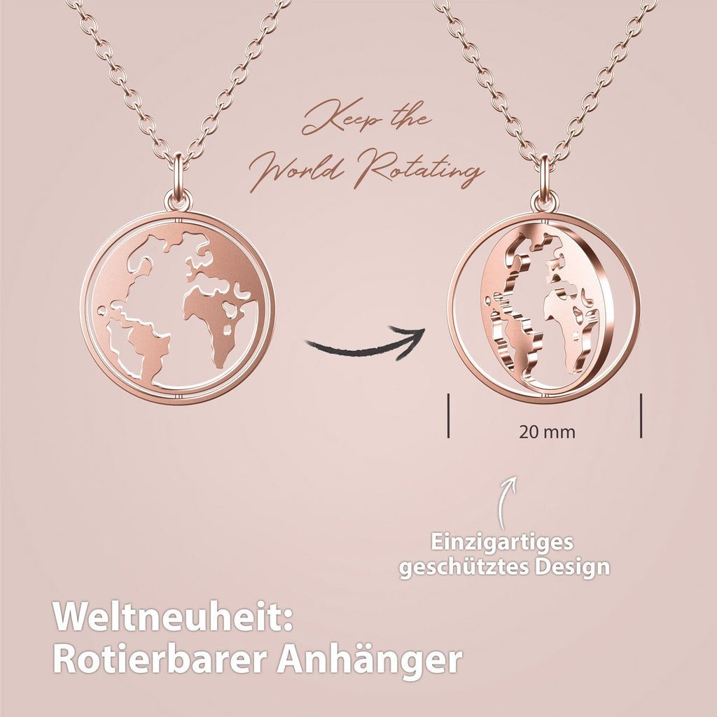 Bundle: BonnyWorld globe necklace + rose gold bracelet