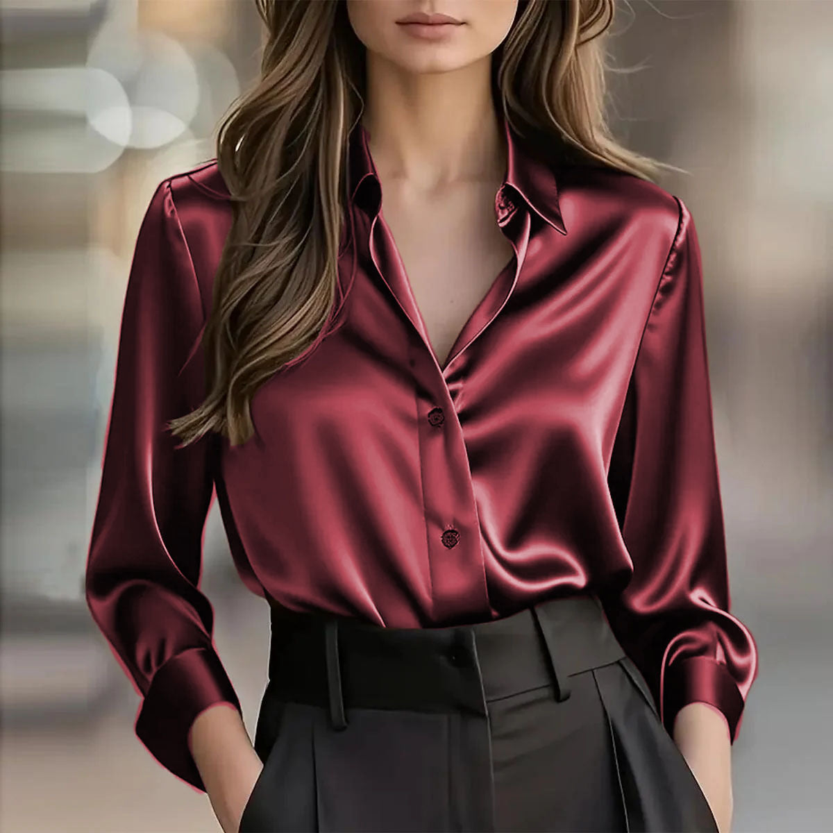 Soho Luxe Satin Blouse for Women