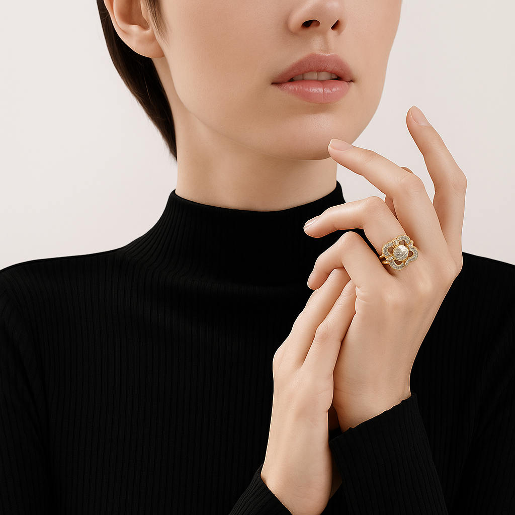 Bague vintage en or sertie de zircons