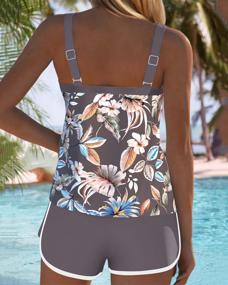 Evie | Floral Tankini with U-Neck Design