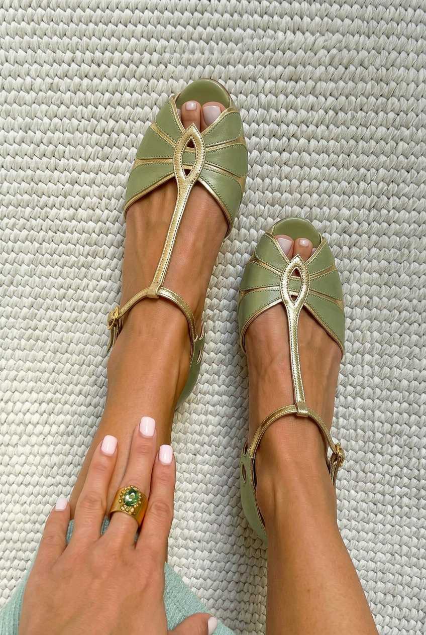 T-Riemen Peeptoe-Pumps mit Blockabsatz