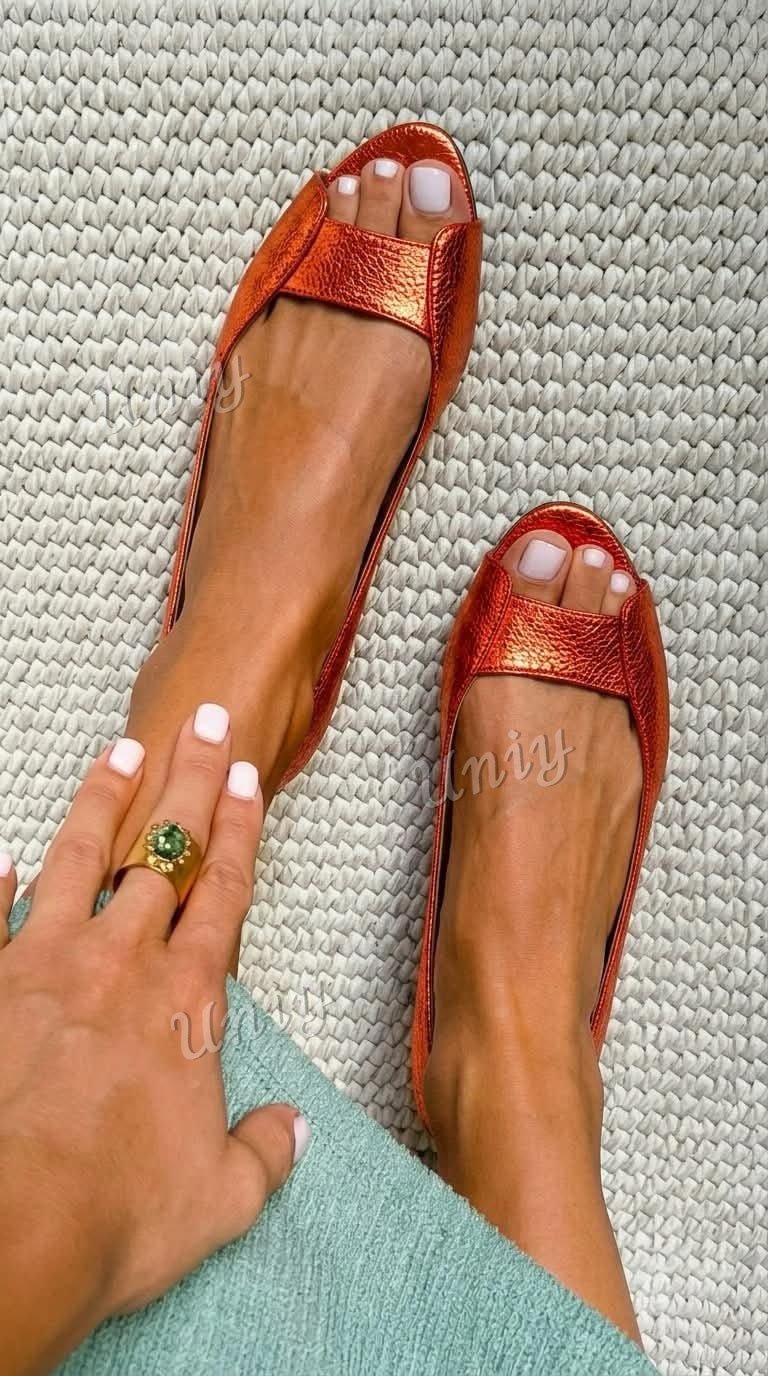 Elegante metallische Ballerinas in Champagnergold
