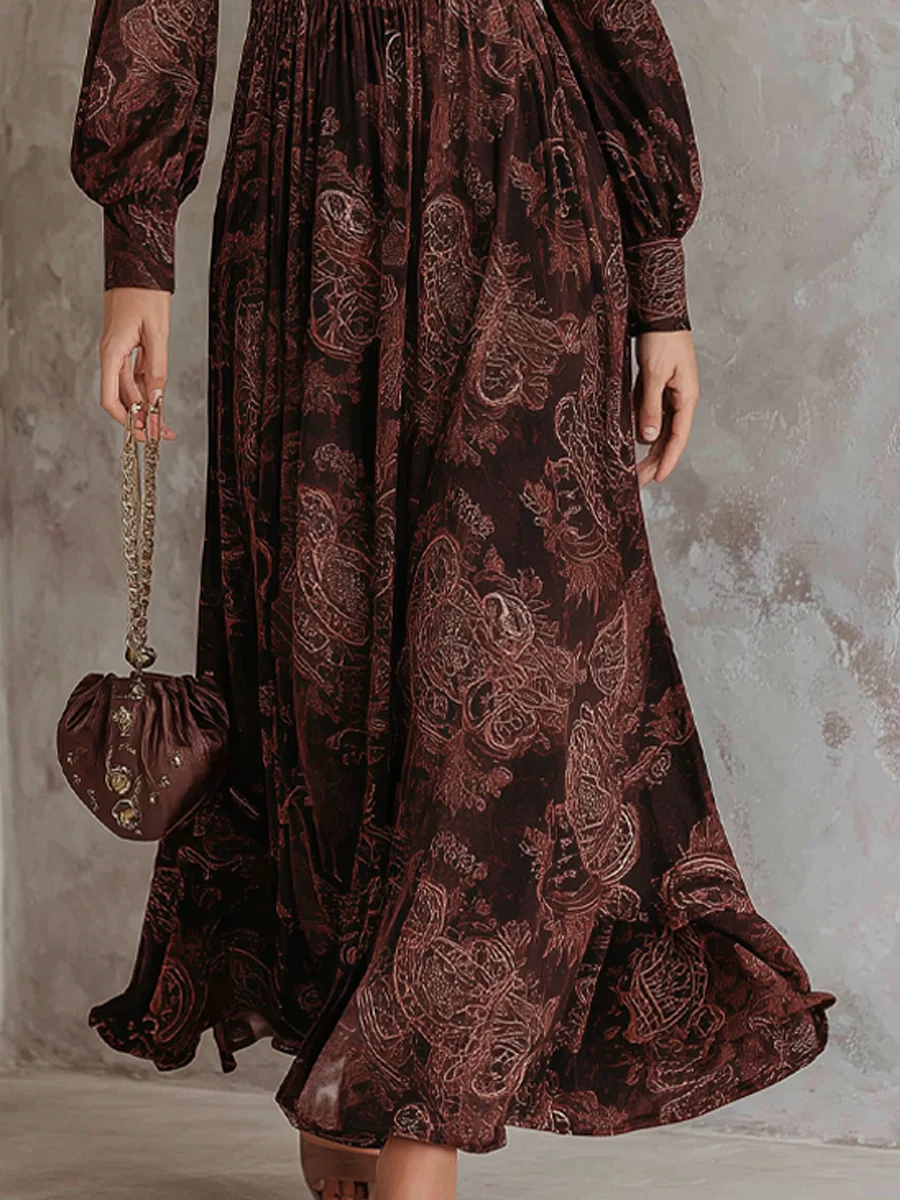 Ariane™ | Paisley-Maxi-Kleid mit Taillenbetoning