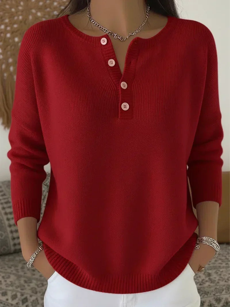 Helena | Pull en Tricot à Boutons Henley