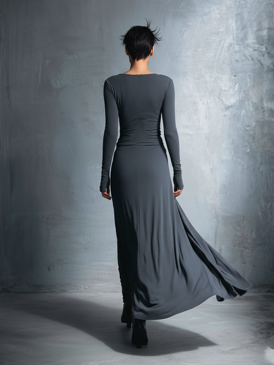 Gabriella | Langes Kleid mit seitlichem Knoten-Detail