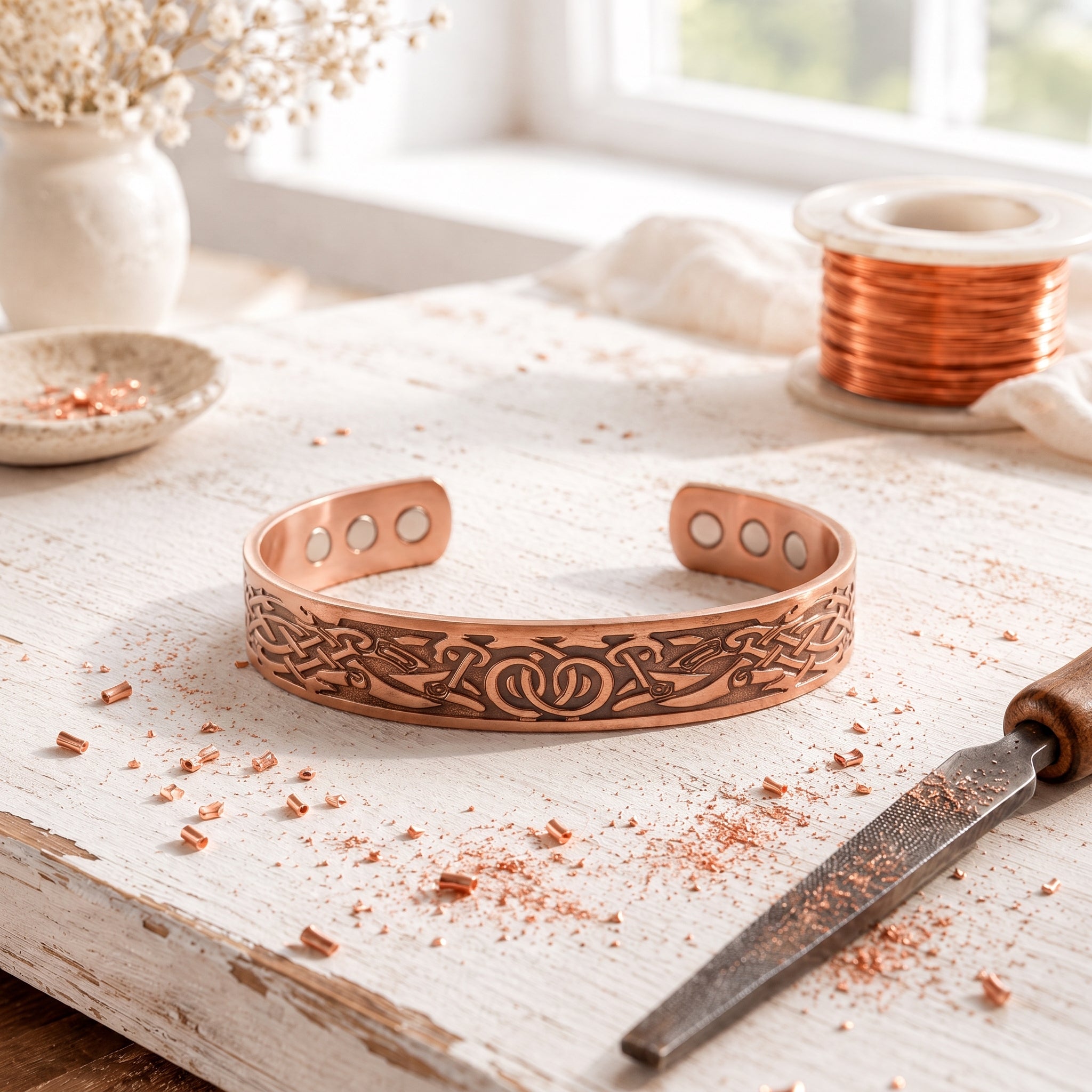 Kupfer-Armband mit Knoopwerk