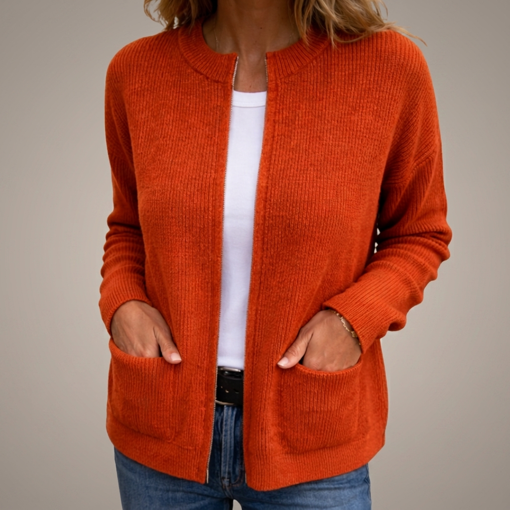Elise™ | Warme Strickjacke mit Reißverschluss & Taschen