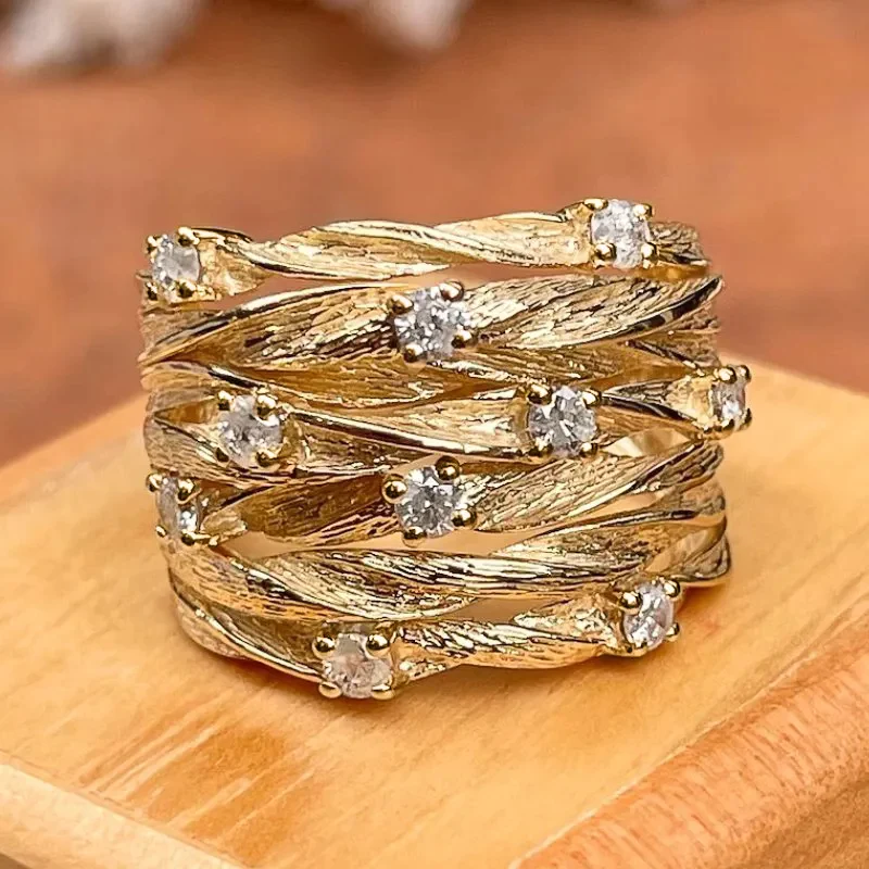 Vintage-Goldring mit Zirkonia