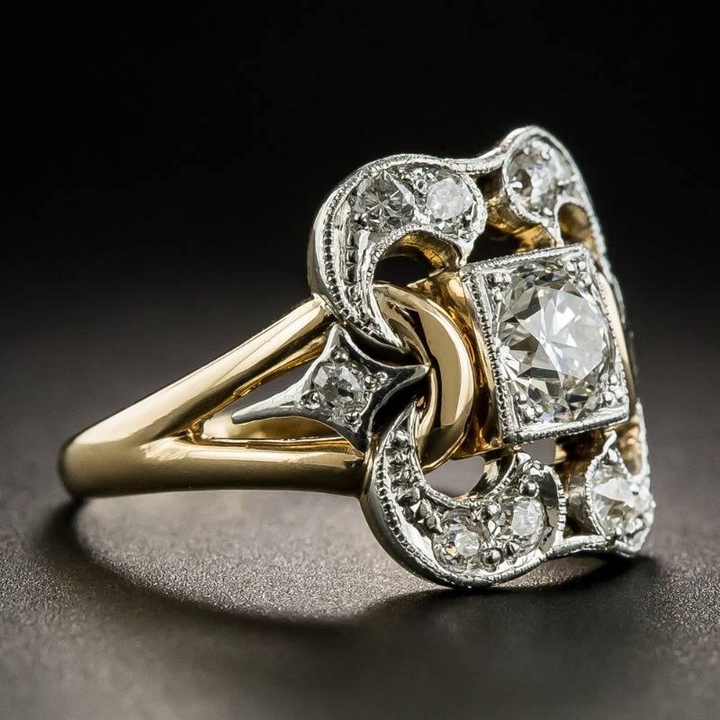 Bague vintage en or sertie de zircons