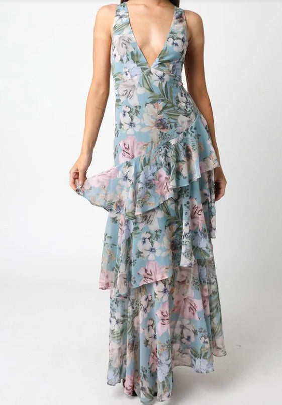 LISA | Floral Ruffled Maxi Dress