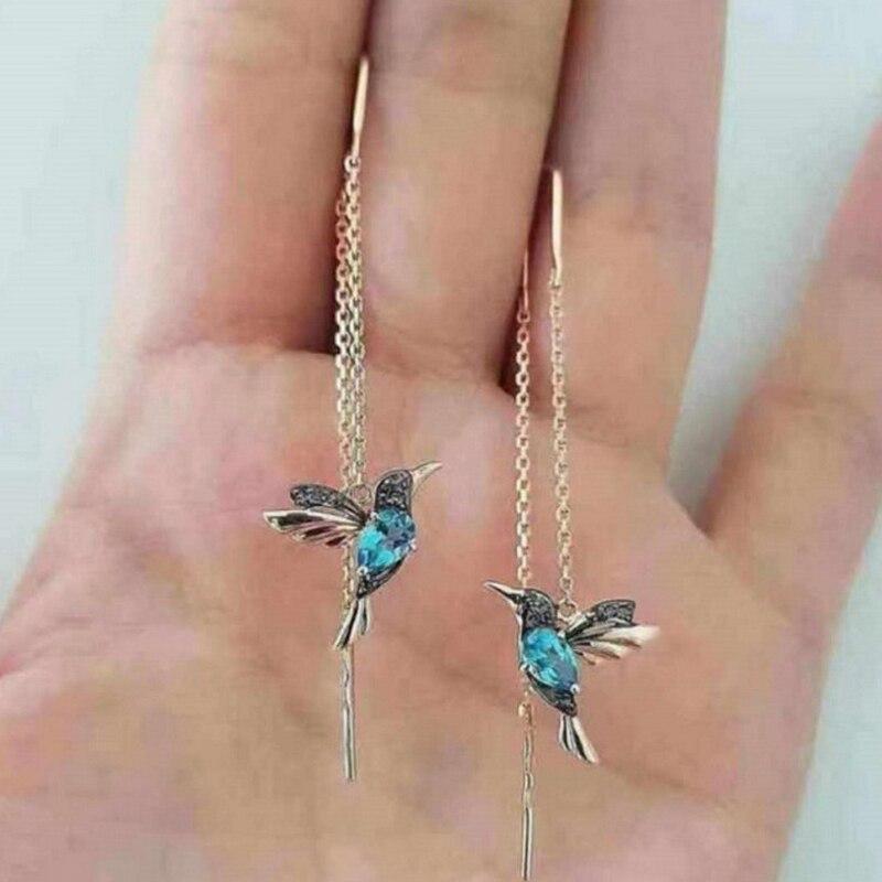 Emaille- und Zirkonia-Kolibri-Ohrringe