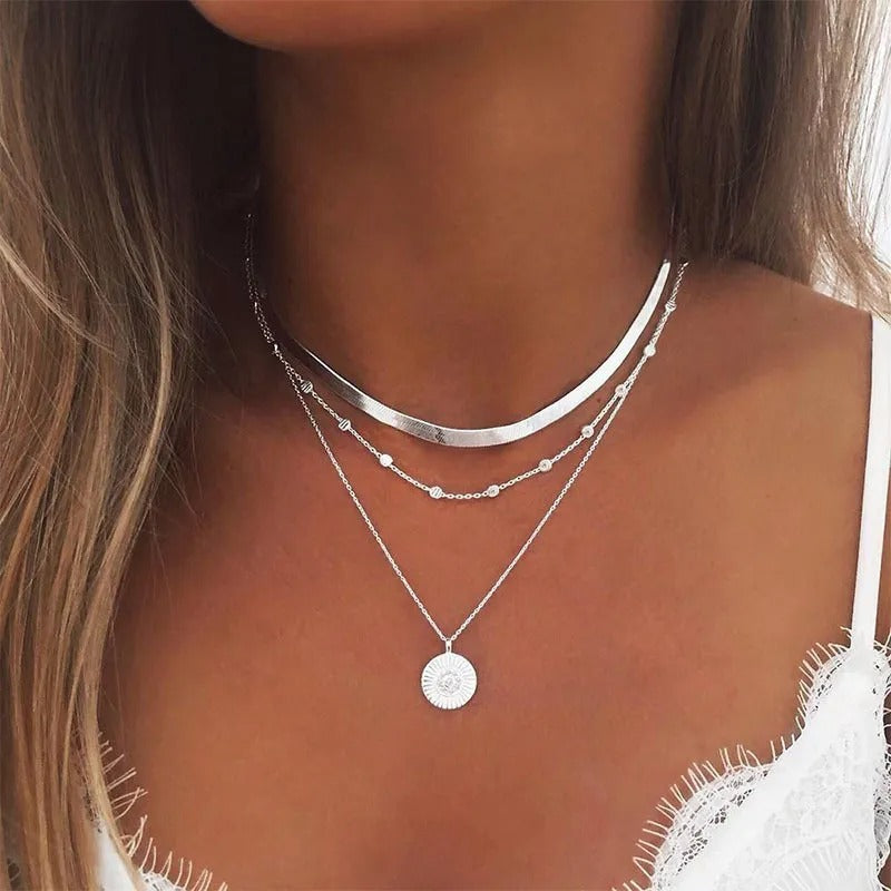 Collier à trois rangs en argent sterling 925