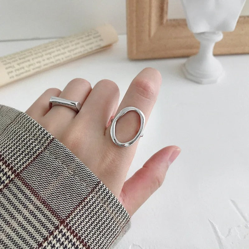 Bague ajustable en argent 925, d'une forme sphérique unique